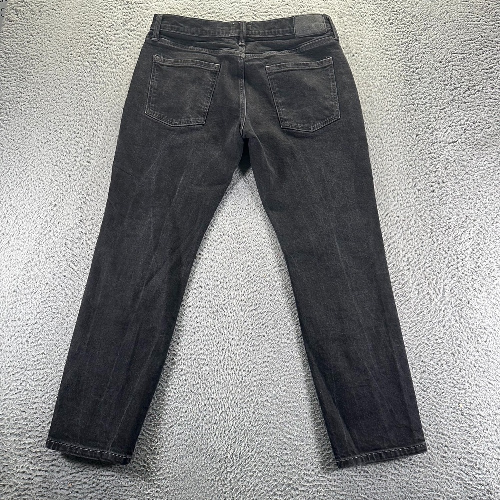 Mutual Weave Jeans Mens 34x30 Black Cotton Denim Tapered Workwear Faded Travel - Picture 4 of 9